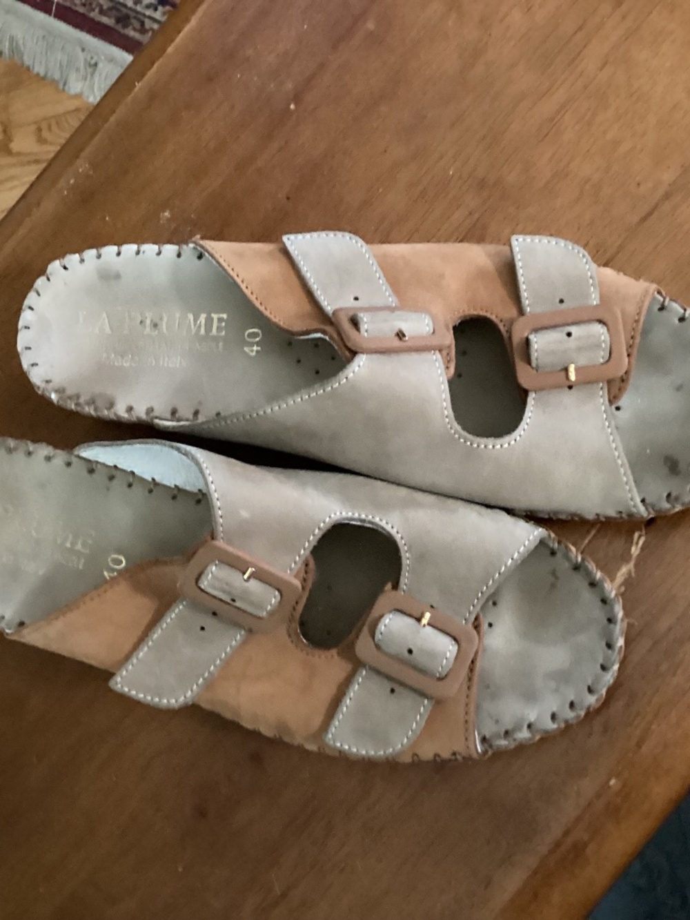 La Plume Leather Sandals, tan/brown size 40, 9-9.5